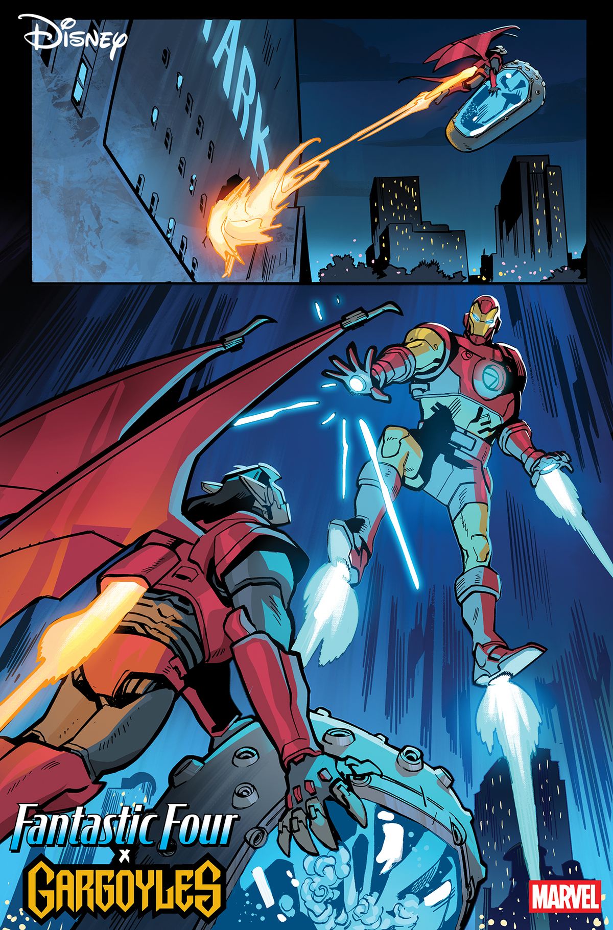 Iron Man fighting Xanatos in his battle armor