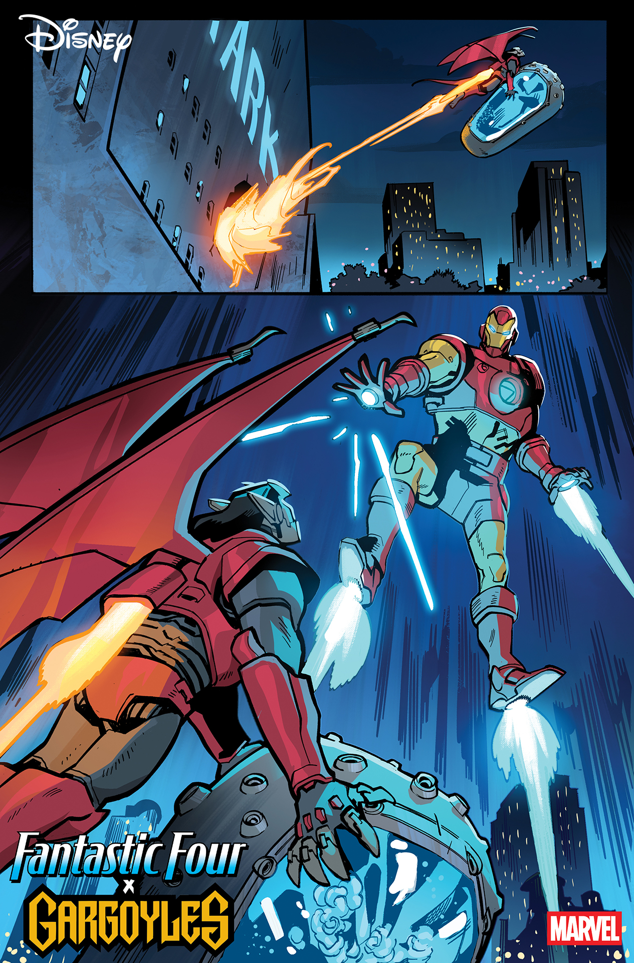Iron Man fighting Xanatos in his battle armor