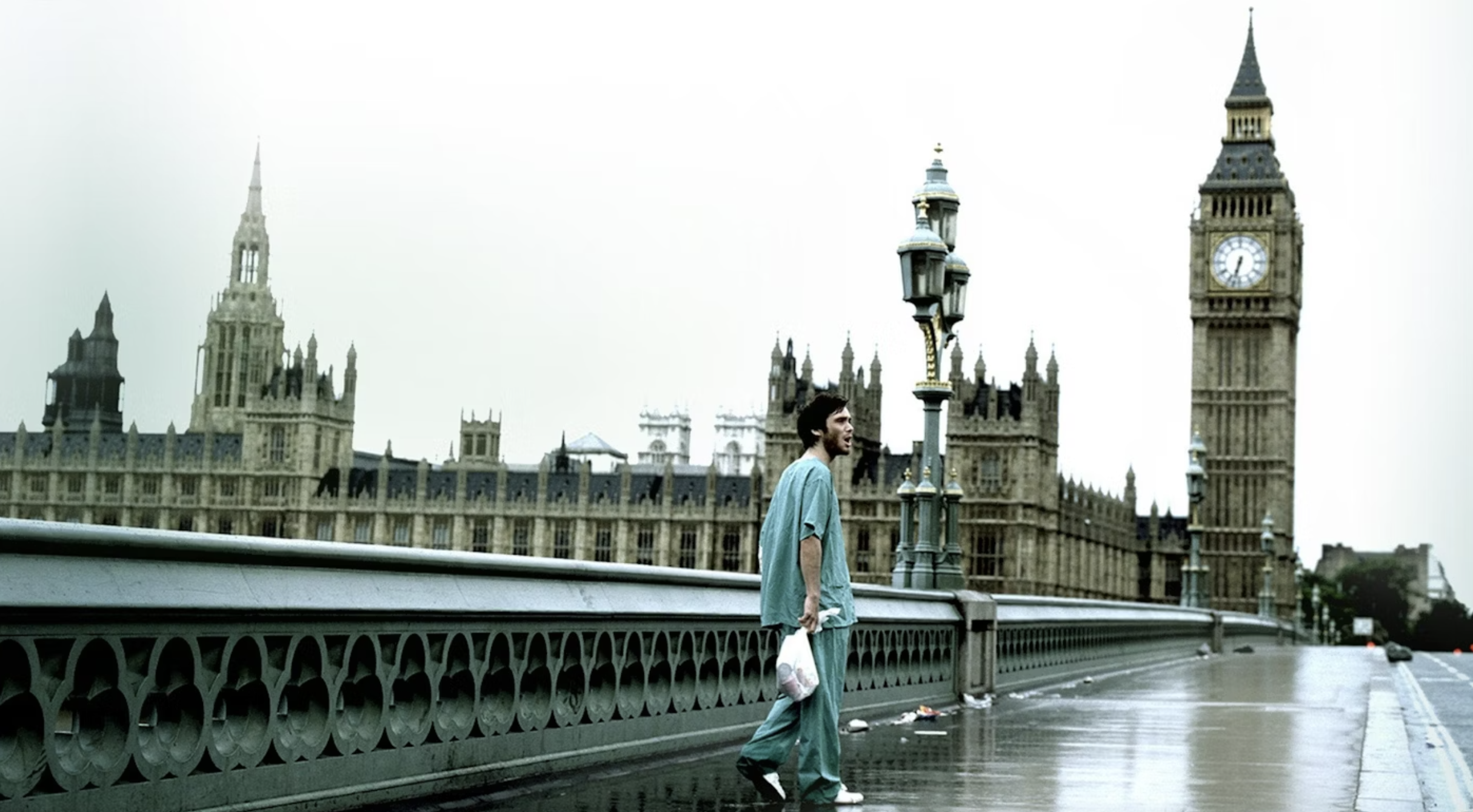 Cillian Murphy wanders around a deserted London, with Big Ben in the background