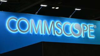 LONDON, ENGLAND - MARCH 12: The company logo for Commscope is displayed during the Tech Show at ExCel London on March 12, 2025 in London, England. Industry leaders, pioneers, and innovators gather to explore transformative solutions, gain critical insights including the latest advancements across Cloud & AI Infrastructure and connect with over 400 world-class speakers. (Photo by John Keeble/Getty Images)