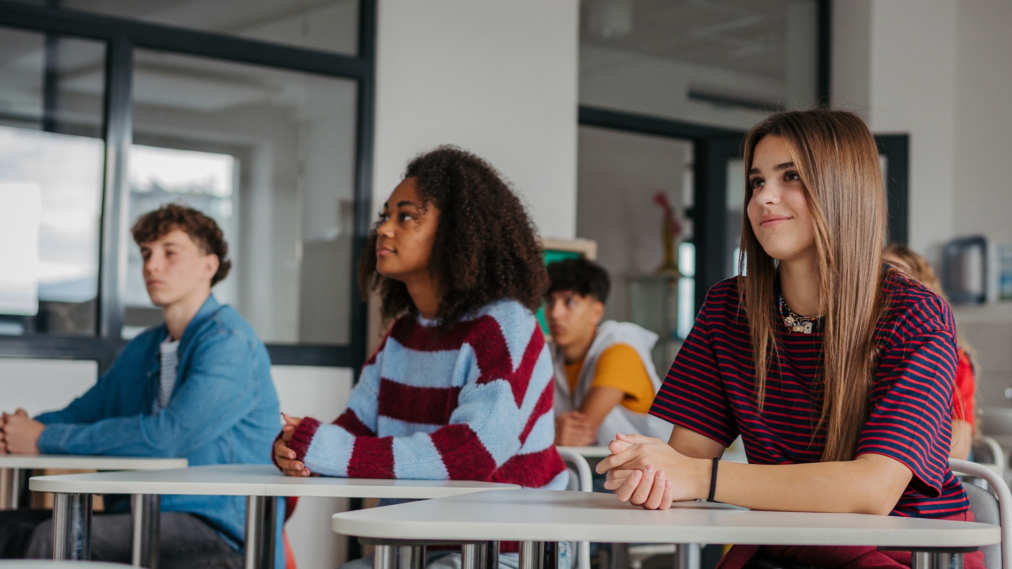 High school students in class.