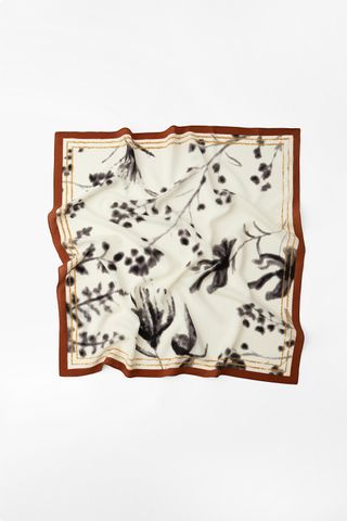 Printed scarf with satin effect