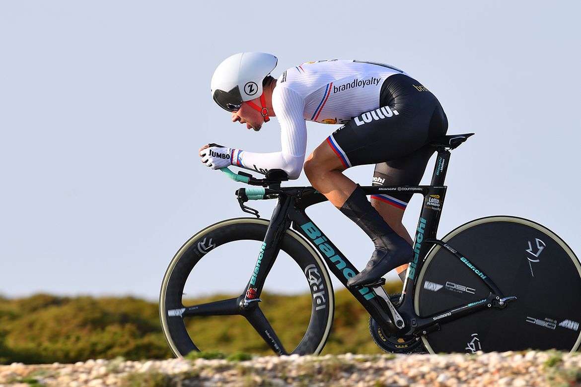 Primoz Roglic en route to a third-place finish in stage 3 of the Volta ao Algarve
