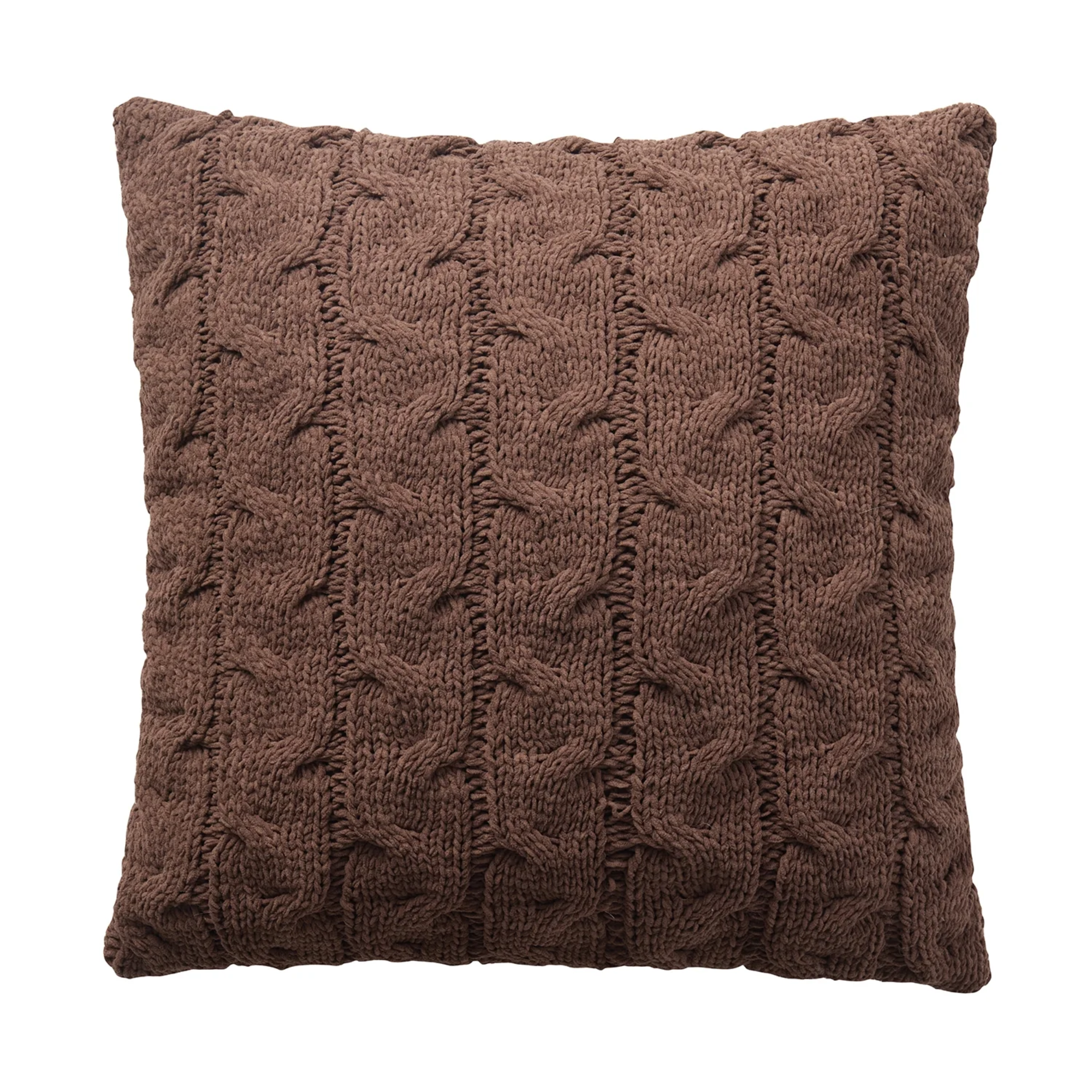 a brown knit pillow