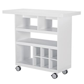 white kitchen storage unit with wheels