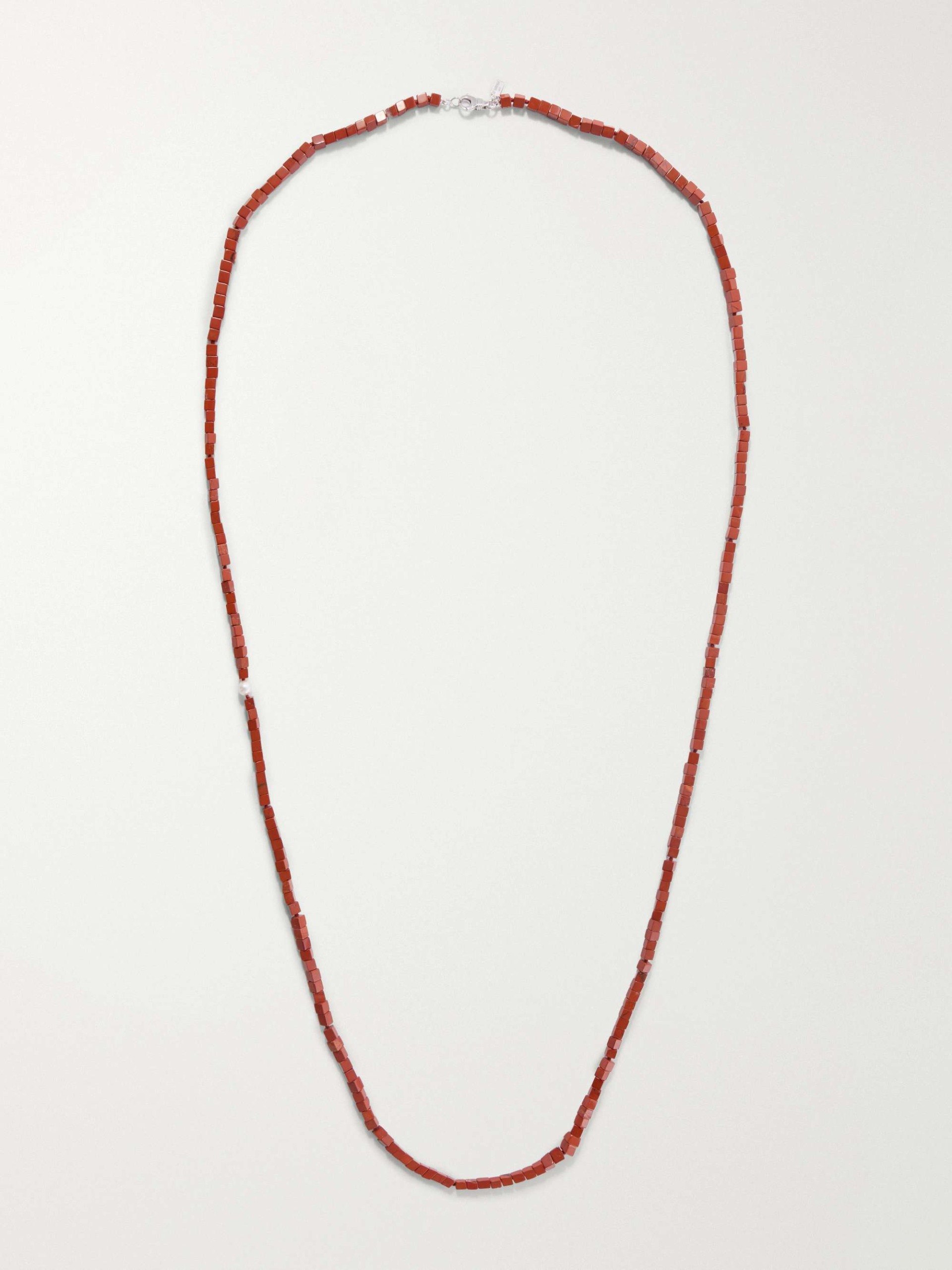 Ines Sterling Silver, Jasper and Pearl Necklace
