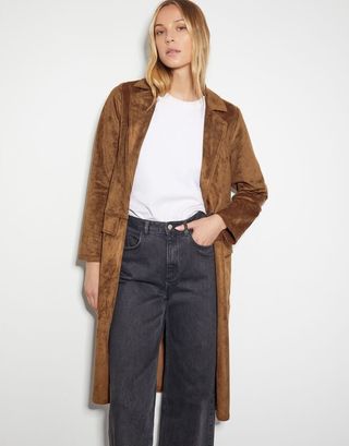 Tove Suedette Trench Coat Brown