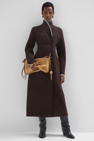 Fendi Coatdark Purple Grain De Poudre Wool Coat