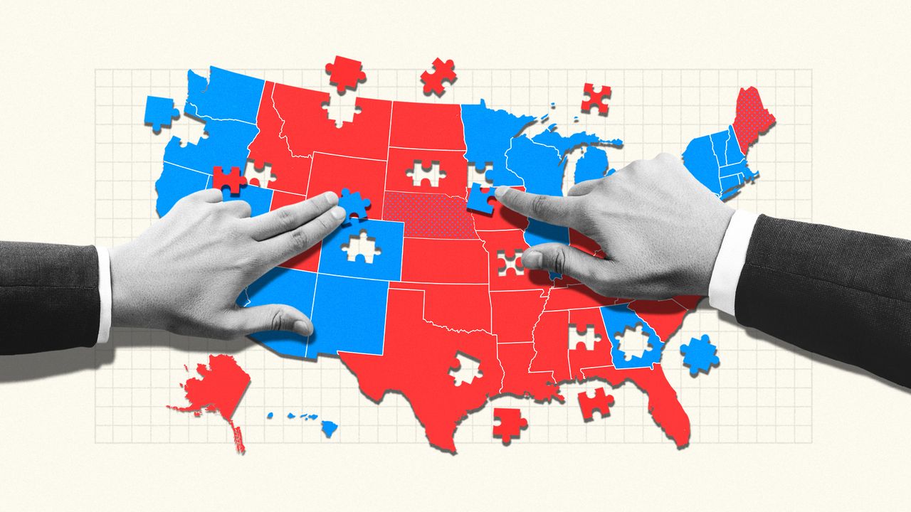 Map of USA with puzzle pieces removed