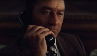 The Irishman Robert De Niro de-aged and talking on the phone