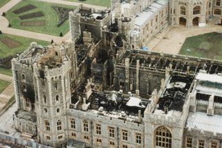 An aerial view of Windsor Castle after the fire