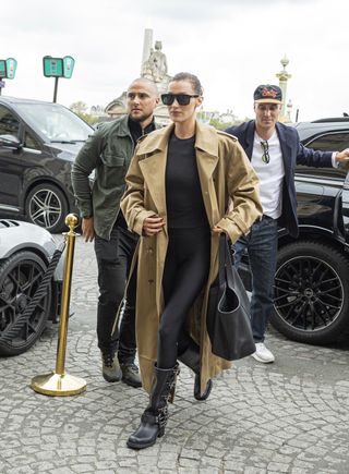 Bella Hadid wears a French trench coat in Paris, France