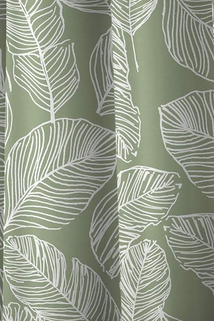 Fusion Green Leaf Print Curtains.