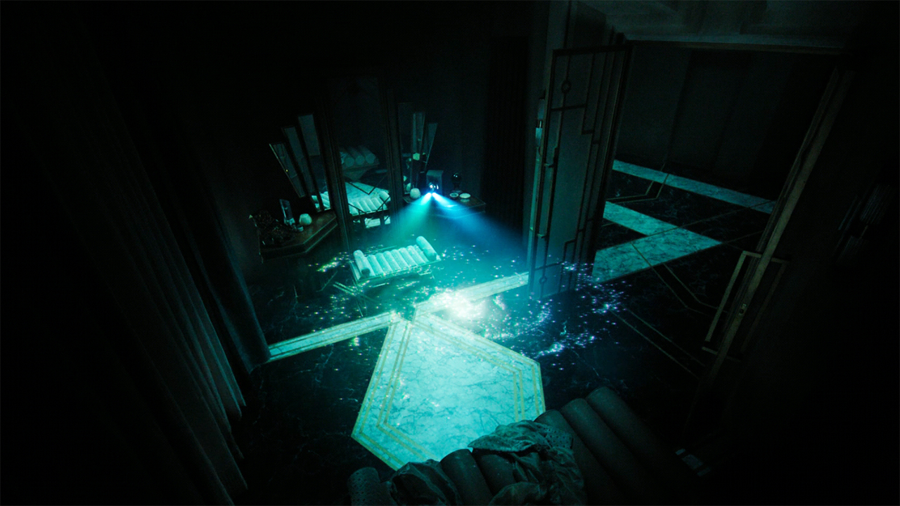 A wide shot of the Brazen Head showing a star map in Foundation season 3 episode 10