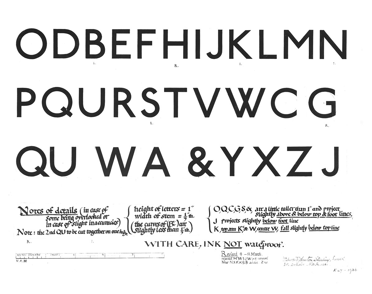 Johnston’s design for an alphabet, 1916