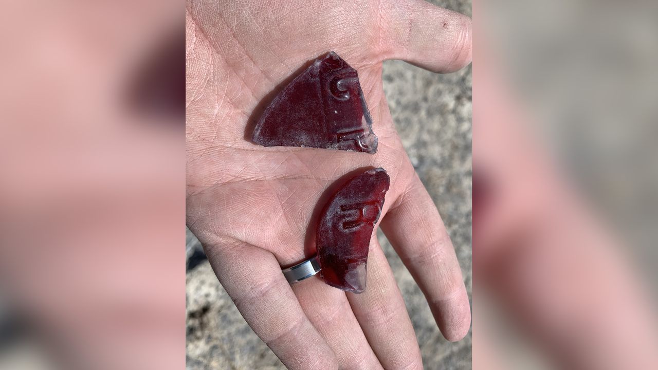 Glass fragments are a common find at the Terrace ghost town site. Archaeologists conducted two digs here in 2020. The town had a population of about 500 at its peak, but many of the buildings were destroyed by a fire in the early 1900s.