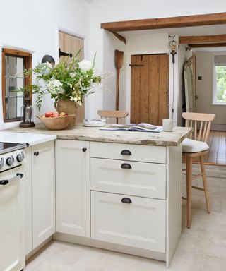 breakfast bar area in a kitchen diner in a victorian cottage