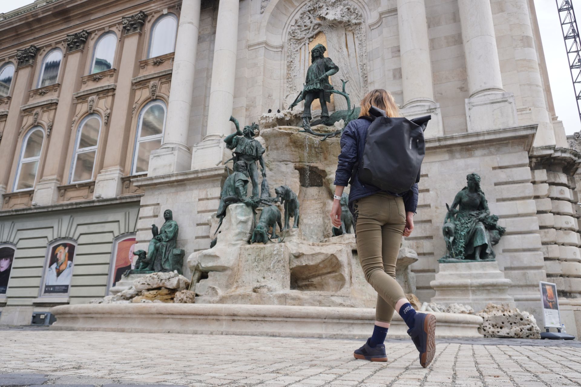Image shows Anna walking in the Crankbrothers Stamp Lace flat shoes while on a gravel bikepacking trip.