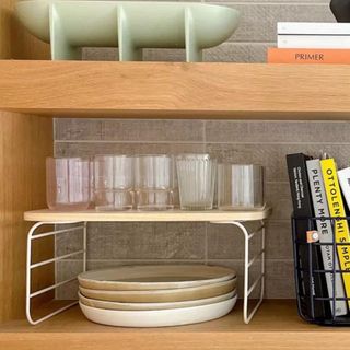 Shelf divider Urban Outfitters kitchen organization for small space