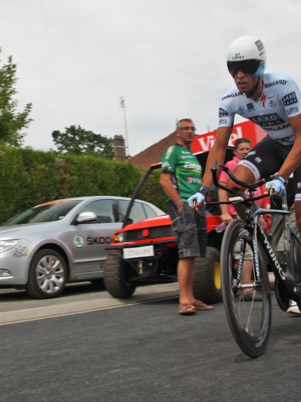 Alberto Contador (Saxo Bank Sungard) didn't look especially happy after crossing the finish line today.