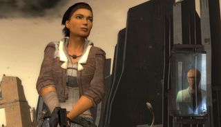 Alyx Vance surveying the destruction of City 17 in Half-Life 2: Episode One
