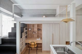 a mezzanine in a micro apartment