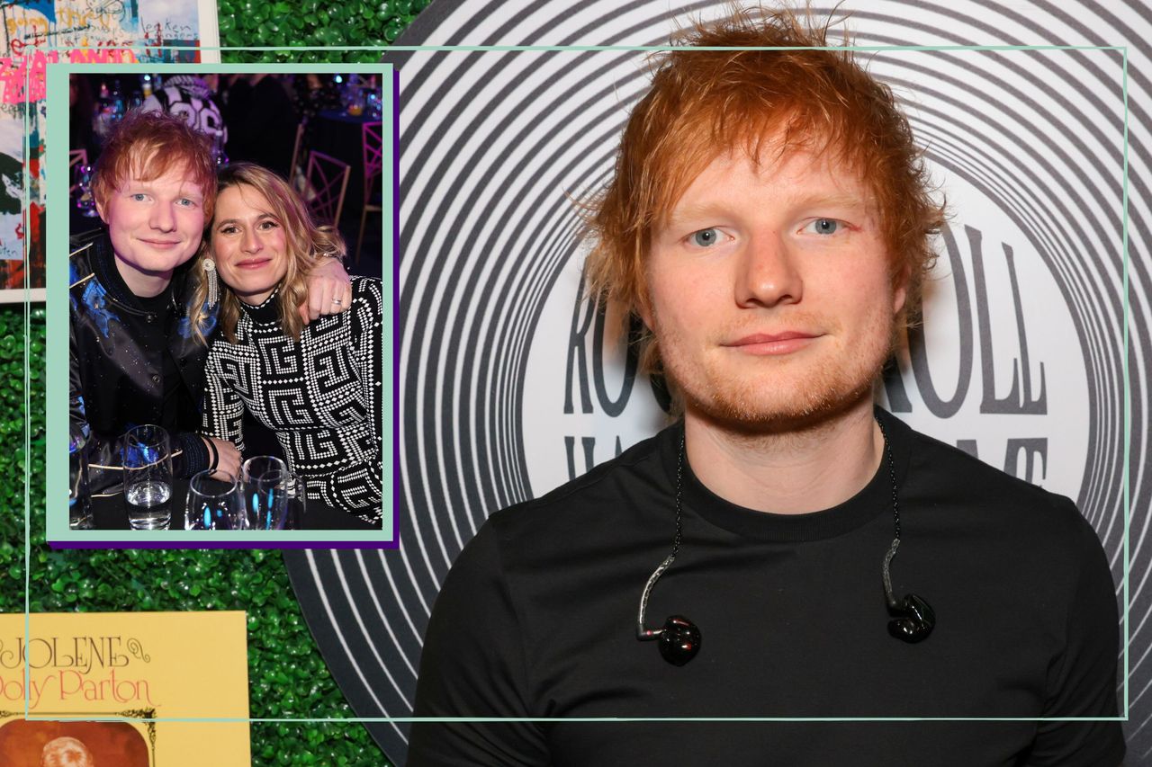 Ed Sheeran main image with drop-in of him with his wife Cherry Seaborn at the Brit Awards 2022