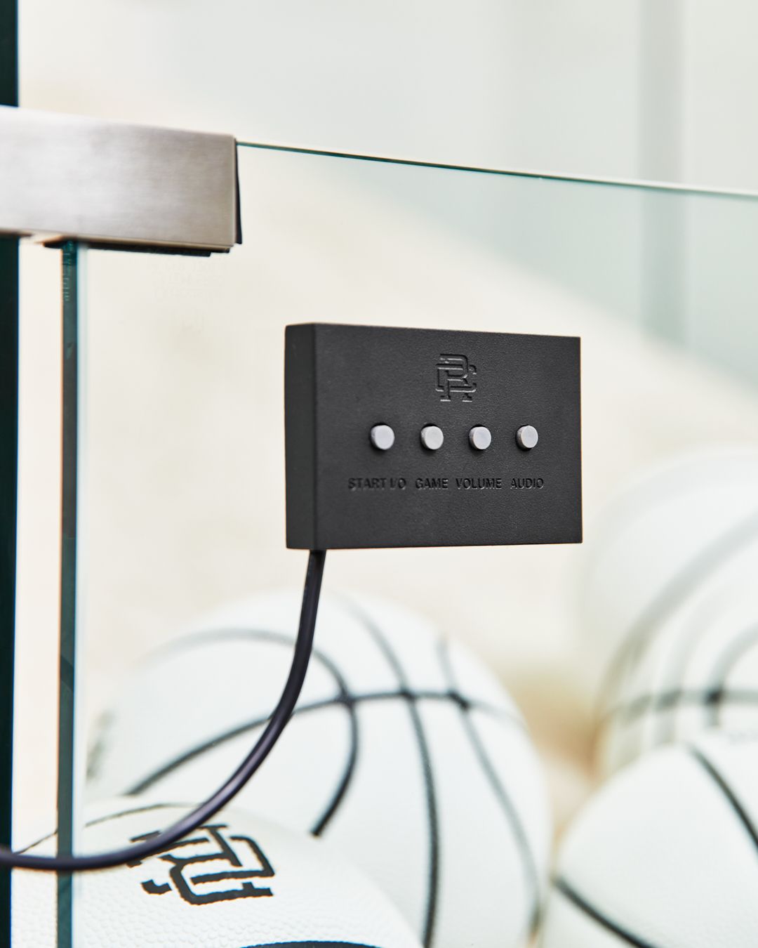 Close-up of the electrical system that powers the basketball game