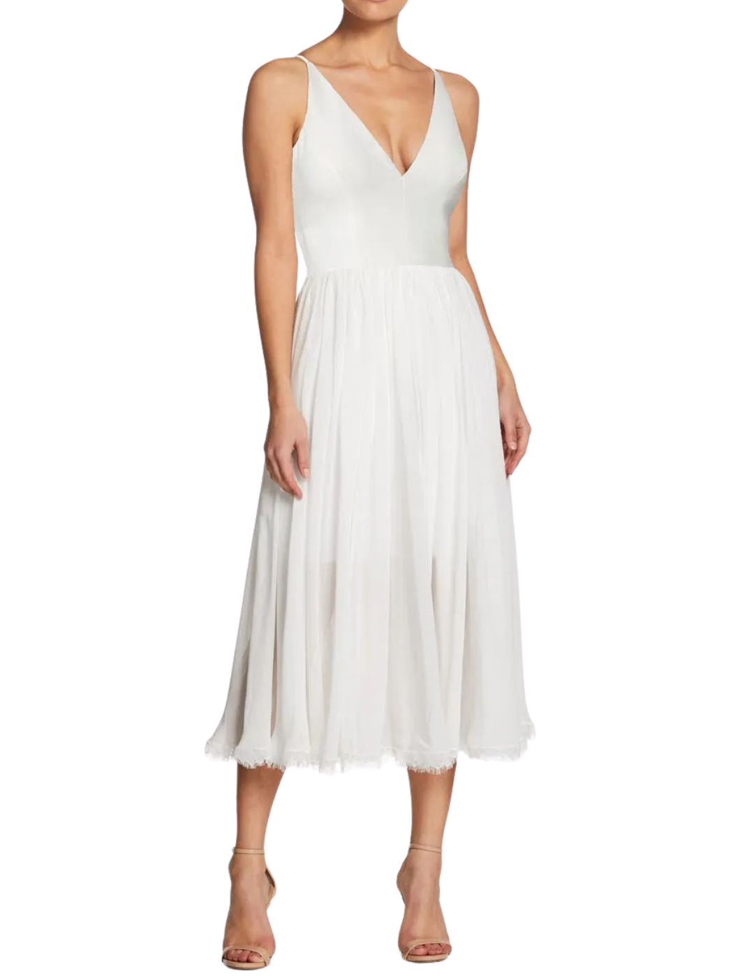 Alicia Mixed Media Midi Dress on model 