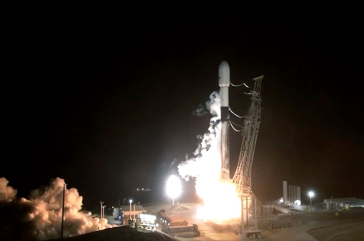 A SpaceX Falcon 9 rocket launches two German military satellites