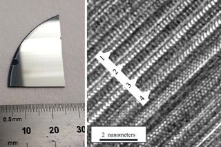 Thin material length and width measured in side by side image.