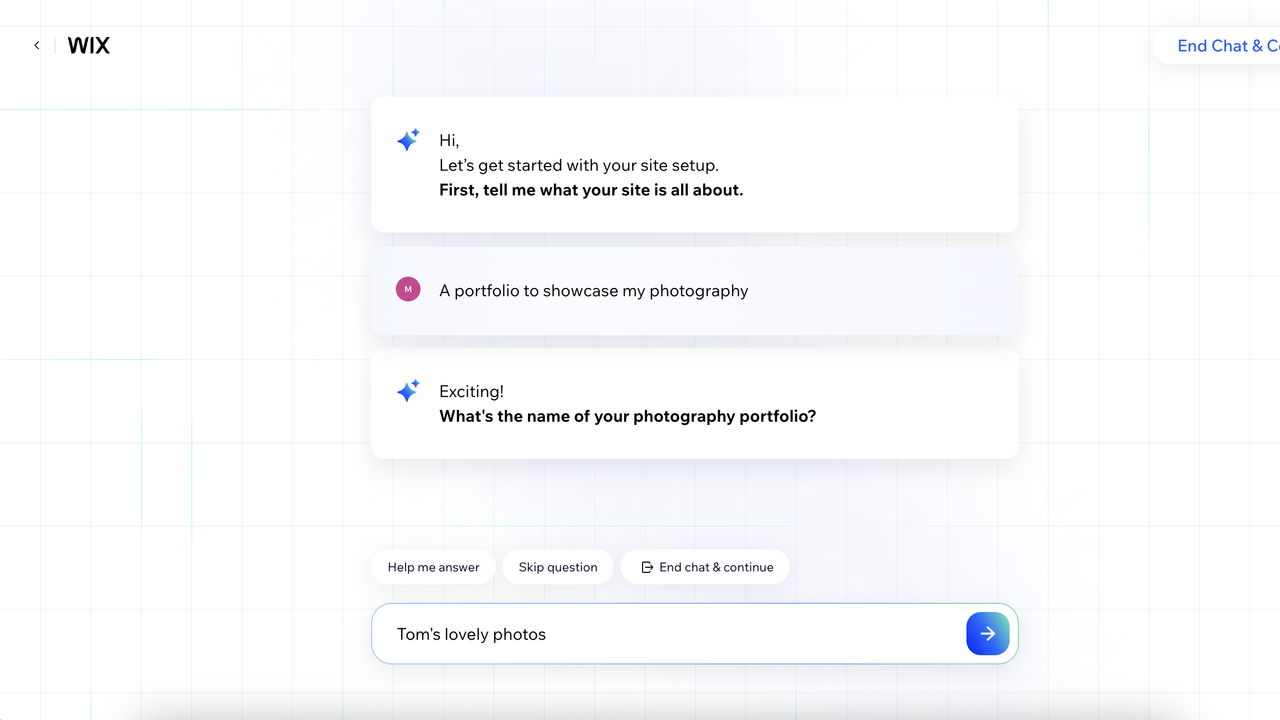 Screenshot of Wix setup process
