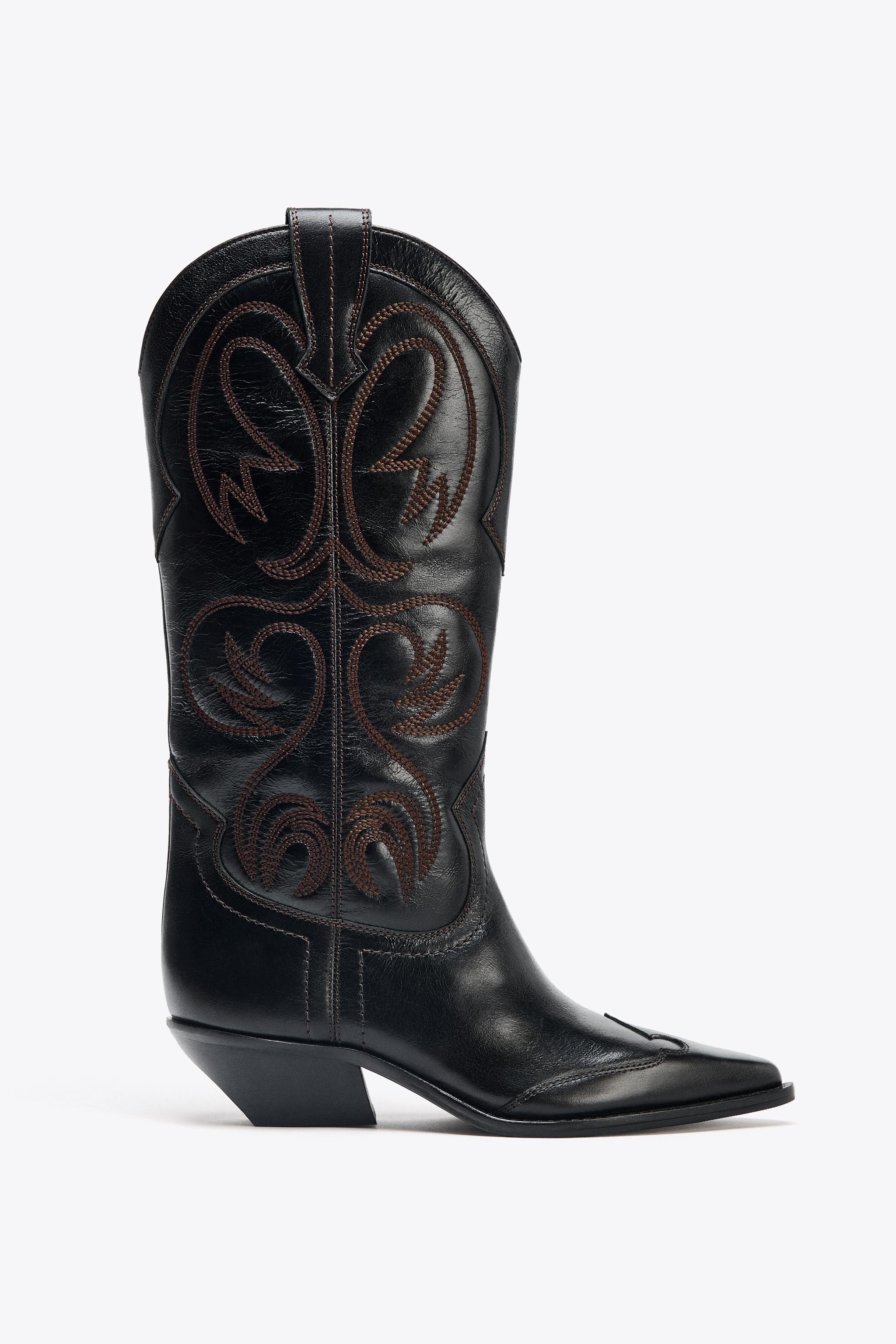 Embroidered Leather Cowboy Boots