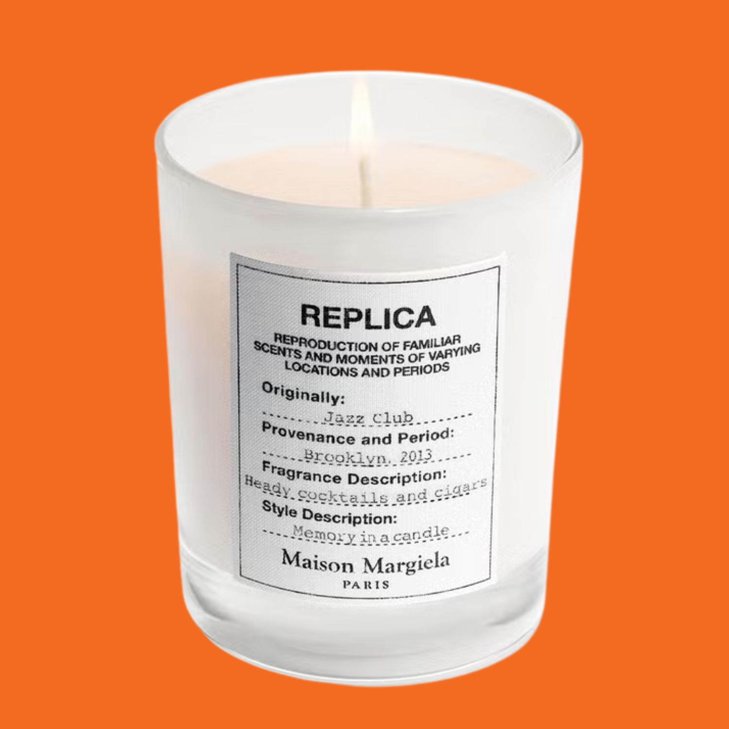A candle with a label