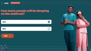 Silentnight sleepunique interface asking how many people will sleep on the mattress