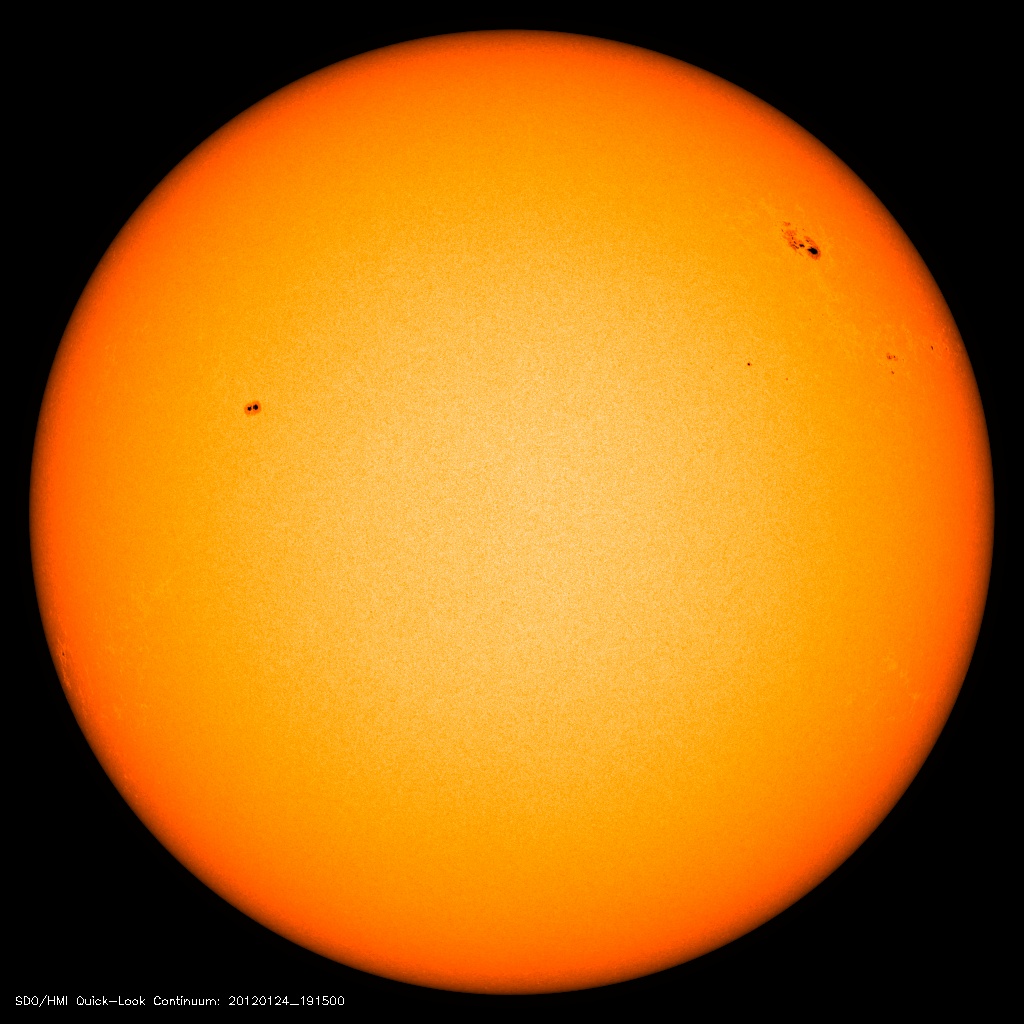 This image from one of the cameras on NASA&#039;s Solar Dynamics Observatory shows the sun as it appeared on Jan. 24, 2012.