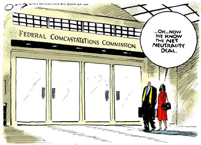 Political cartoon U.S. Net neutrality FCC Comcast AT&amp;T