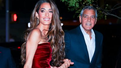 Amal Clooney and George Clooney attend the "Jay Kelly" red carpet during 63rd New York Film Festival at Alice Tully Hall, Lincoln Center on September 29, 2025 in New York City. (Photo by Aeon/GC Images)