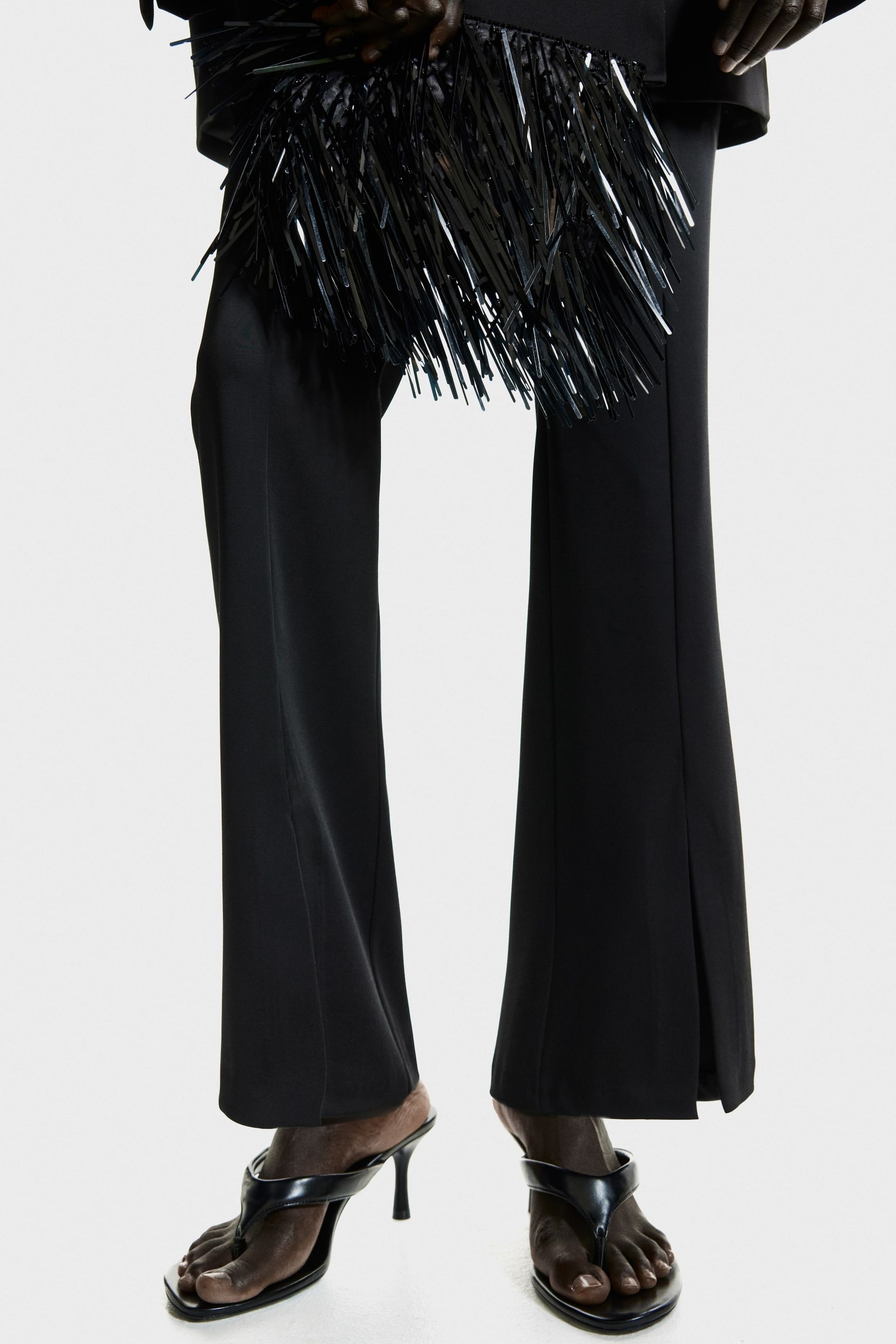 h&m, Bootcut Satin Trousers