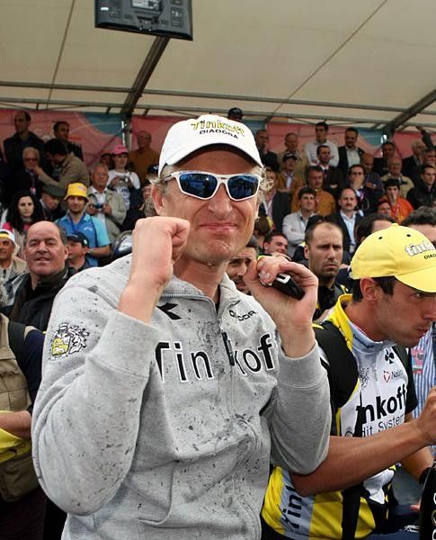 Oleg Tinkov celebrates his team's wins