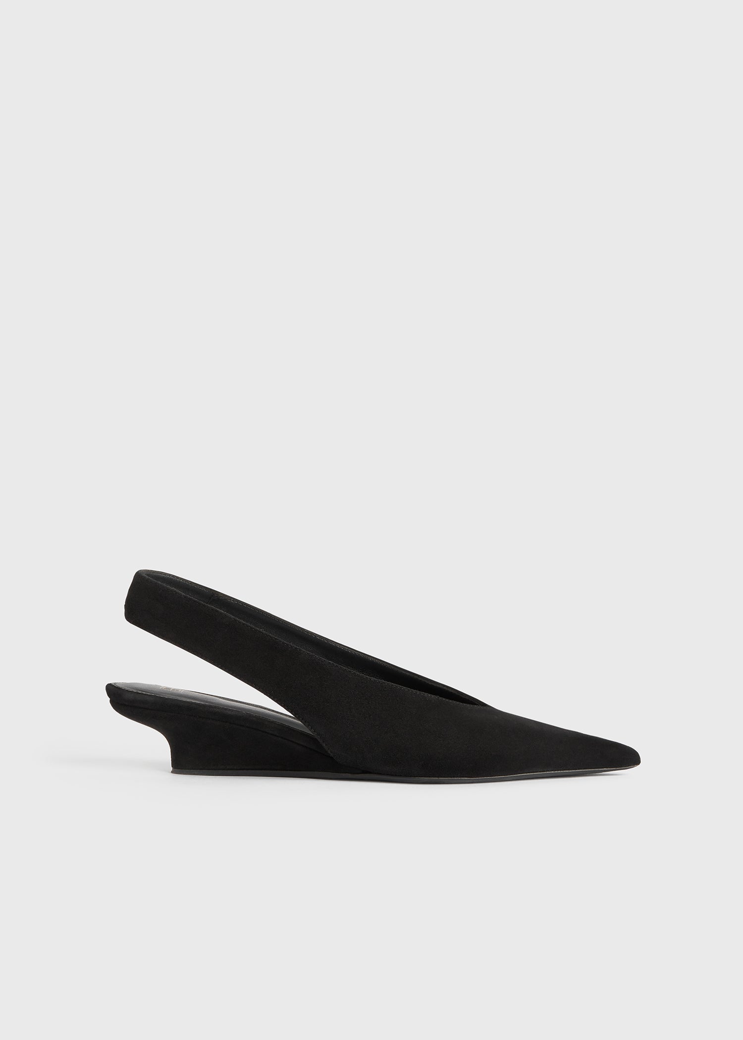 Wedge-Heel Suede Slingbacks Black