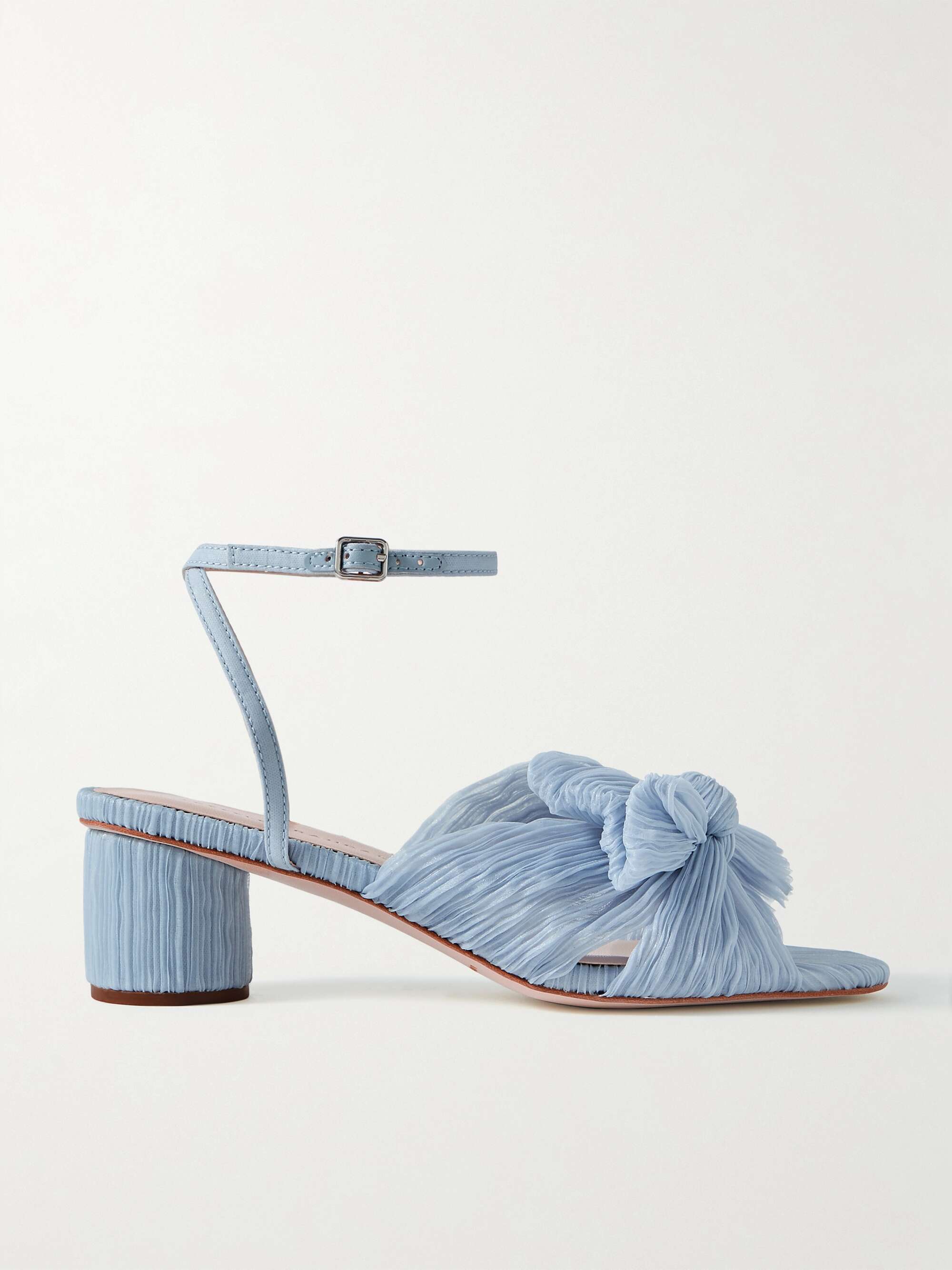 Dahlia Faux Leather-Trimmed Pliss&amp;eacute;-Organza Sandals