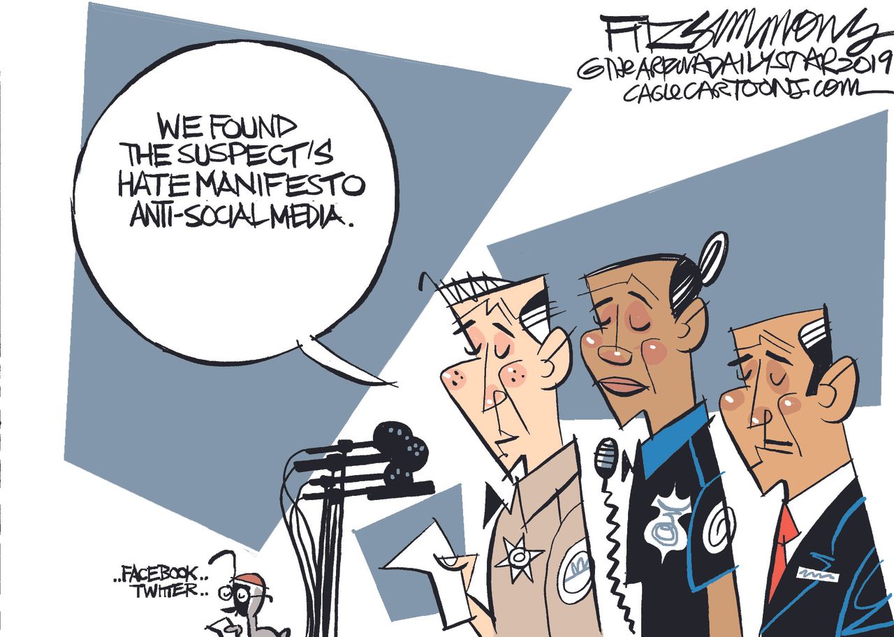 Editorial Cartoon World Hate manifesto shooting