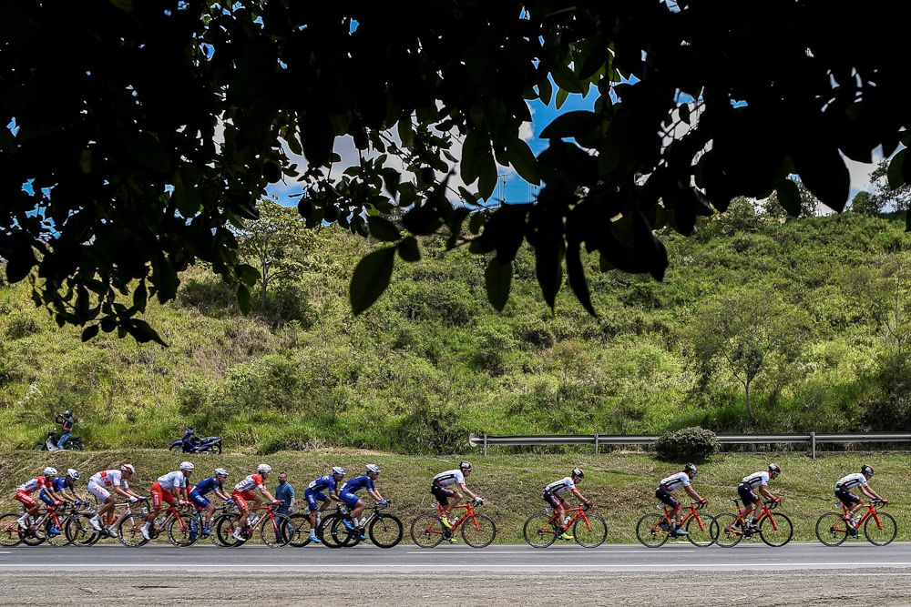 Cyclists compete during the third stage of the 'Colombia Oro y Paz