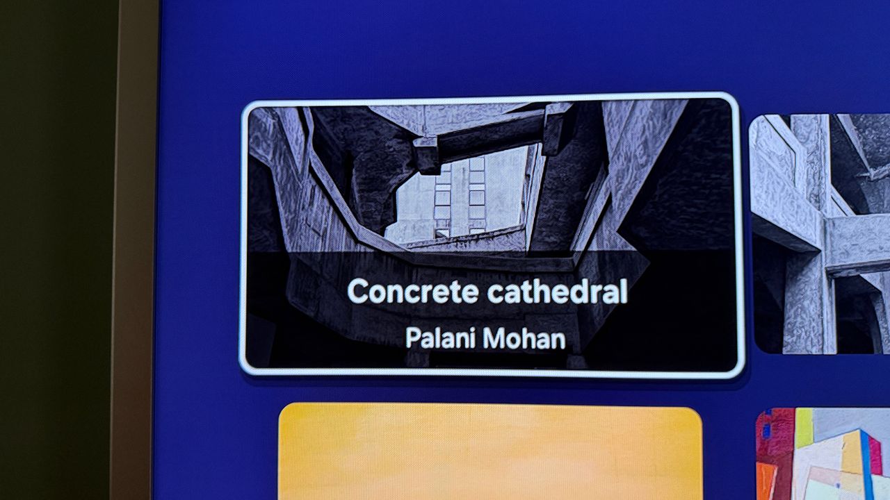 Two shots of the Frame TV's interface.