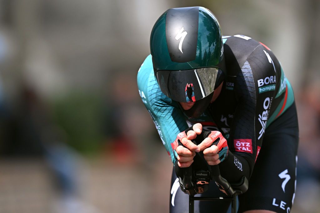 ORTONA ITALY MAY 06 Nico Denz of Germany and Team BORA hansgrohe sprints during the 106th Giro dItalia 2023 Stage 1 a 196km individual time trial from Fossacesia Marina to Ortona UCIWT on May 06 2023 in Ortona Italy Photo by Stuart FranklinGetty Images