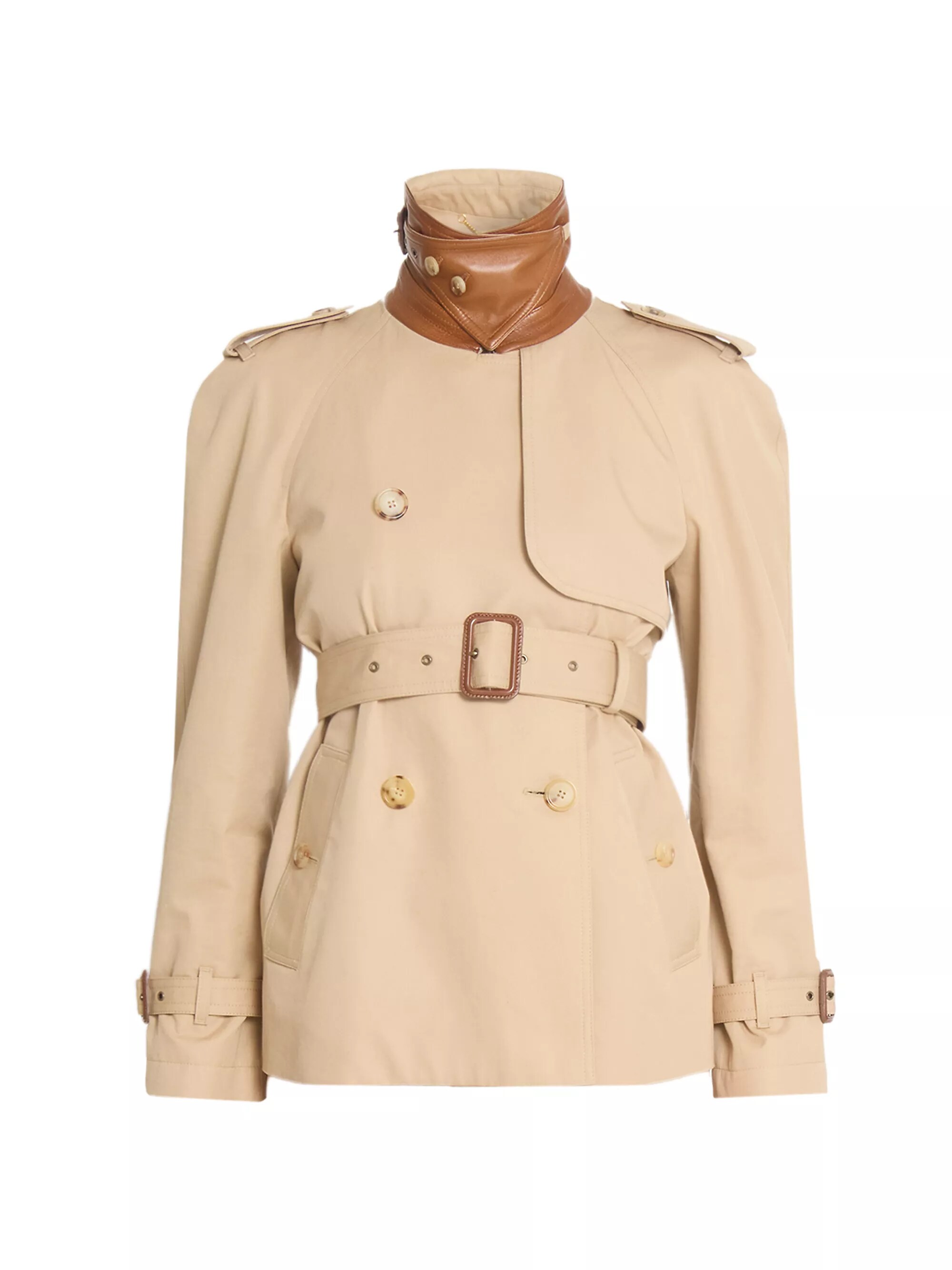 Canvas Leather-Accented Trench Jacket