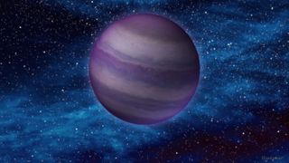 This artist’s illustration shows a dim, cold brown dwarf in space. Brown dwarfs form like stars, but do not have enough mass to ignite nuclear fusion in their cores – the process that causes stars to burn. As a result they share some physical characteristics with massive planets, like Jupiter.