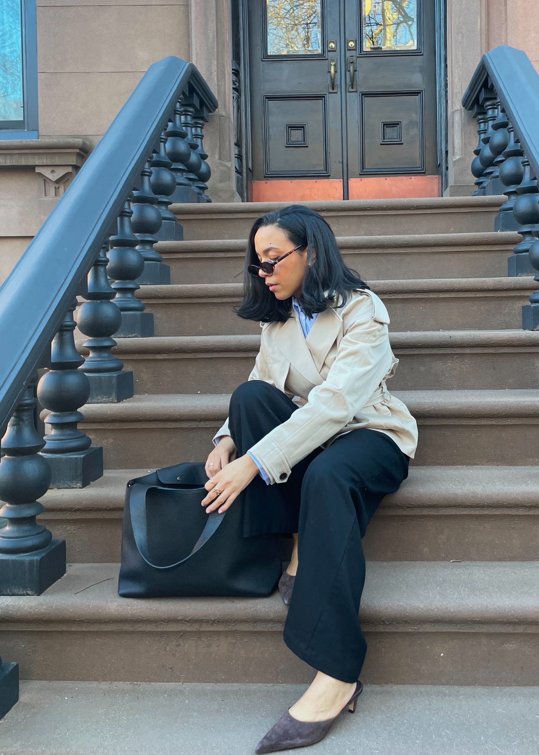 Lauren Tappan pictured with Cuyana's System Tote