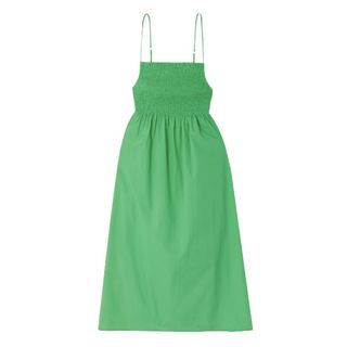 faithfull the brand green cotton midi dress for brunch